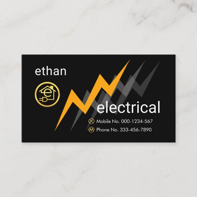 Elektrische Blitzstromversorgung Letter-e Elektris Visitenkarte (Vorderseite)