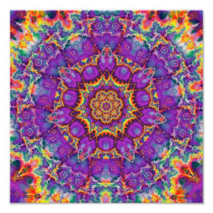 Elektrische Blume Lila Rainbow Kaleidoskop Art Fotodruck