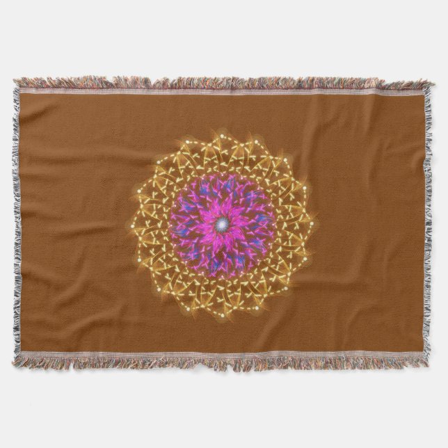 Elektrische Blume – Symmetrische Farbige Welle Decke (Vorderseite)
