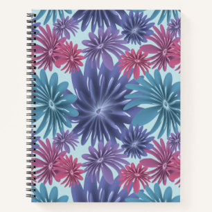Elektrische Blüte: Glänzendes Blau und Rosa floral Notizbuch