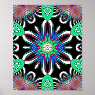 Elektrische Blütenmandala Poster