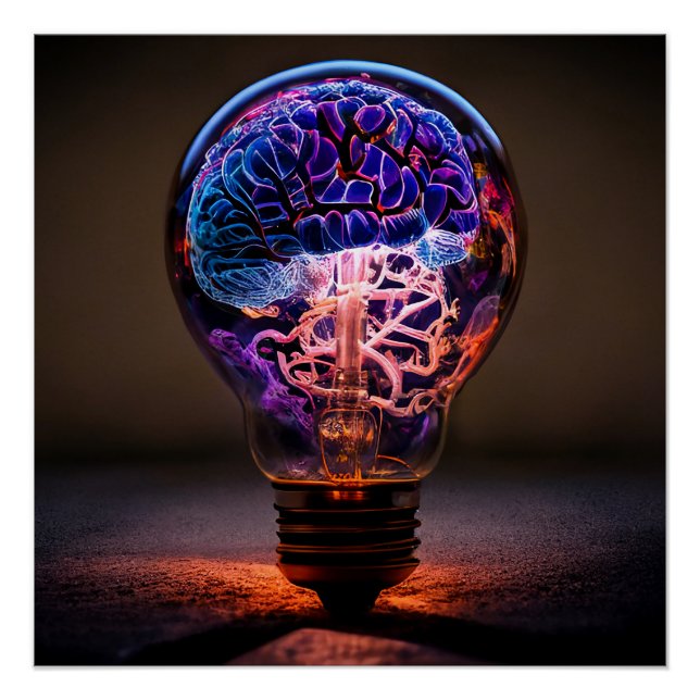 Elektrische Brain Light Bulb Poster (Vorderseite)
