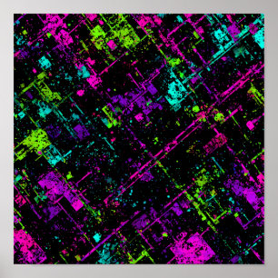 Elektrische Cyberpunk-Textur: Nahtloses Neon-Signa Poster