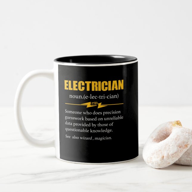 Elektrische Definition Elektrotechnik Zweifarbige Tasse (Mit Donut)