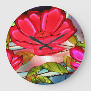 Elektrische Eleganz in Rosa Große Wanduhr