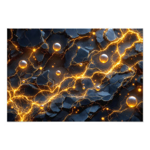 Elektrische Energie Abstrakt mit goldenem Blitz Fotodruck