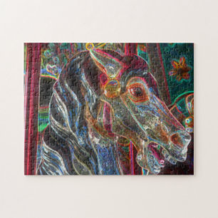 Elektrische Farben Fiery Steed Carousel Pferdekuns Puzzle