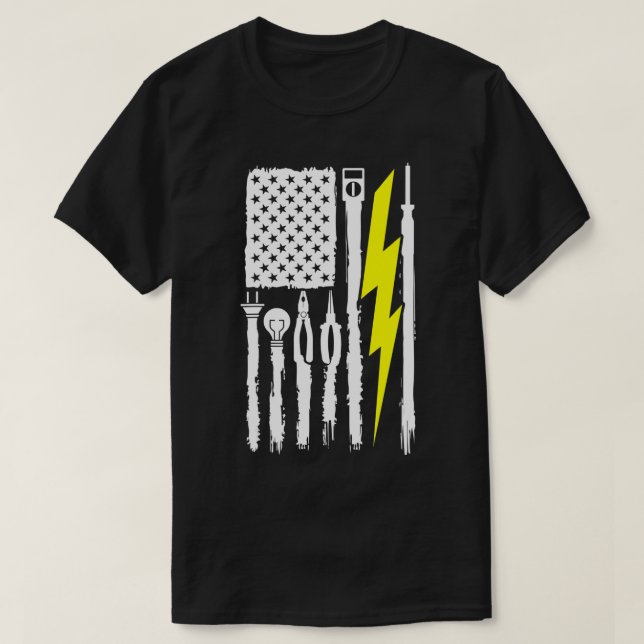 Elektrische Flag-Tools für Elektroinstallateure in T-Shirt (Design vorne)
