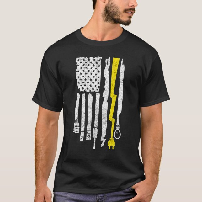 Elektrische für Männer Elektrische Lineman America T-Shirt (Vorderseite)