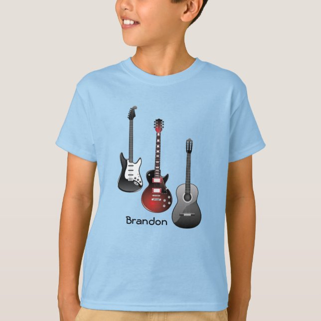 Elektrische Gitarre Acoustic Gitarre Personalisier T-Shirt (Vorderseite)