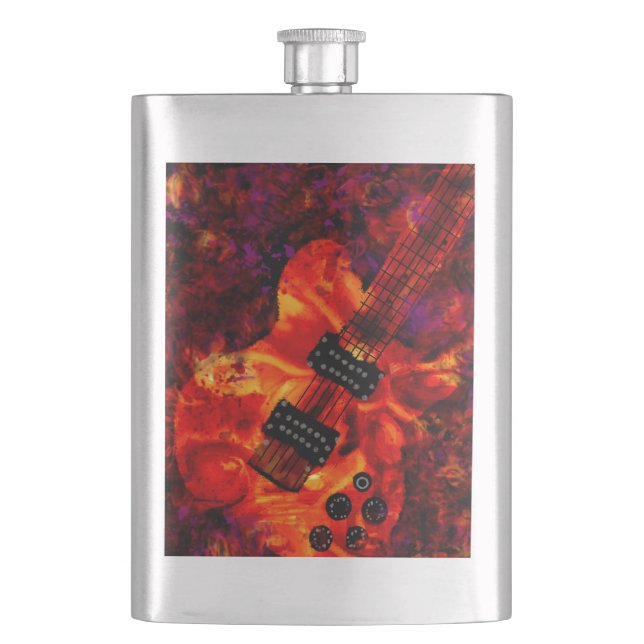 Elektrische Gitarre auf Feuer rot Schwarz Lila Abs Flachmann (Vorderseite)