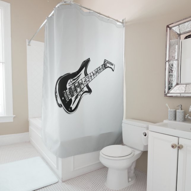 Elektrische Gitarre auf Silber Duschvorhang (Beispiel)