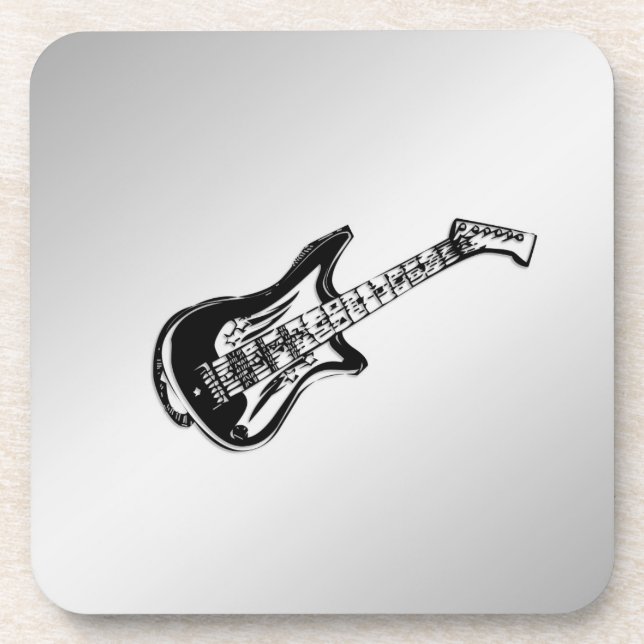 Elektrische Gitarre auf Silber Untersetzer (Vorderseite)