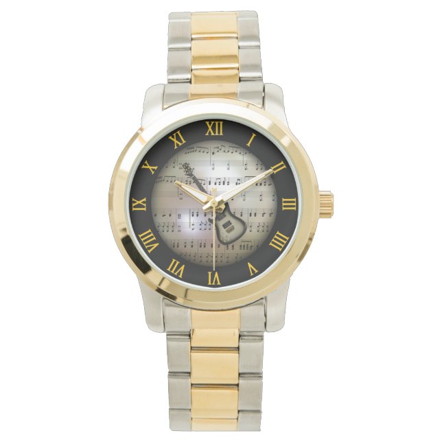 Elektrische Gitarre~Background "The Musical Planet Armbanduhr (Vorderseite)