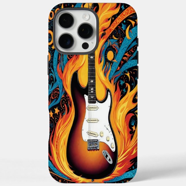 Elektrische Gitarre in Flammen Case-Mate iPhone Hülle (Rückseite)