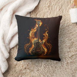 Elektrische Gitarre in Flammen Kissen