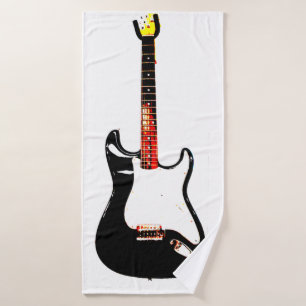 Elektrische Gitarre in Schwarz Badehandtuch