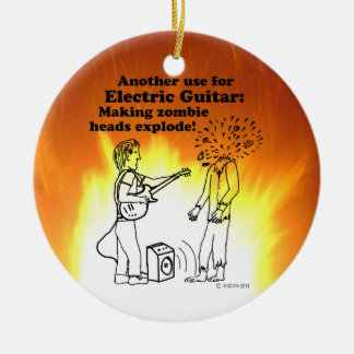Elektrische Gitarre macht Zombies explodieren Keramik Ornament