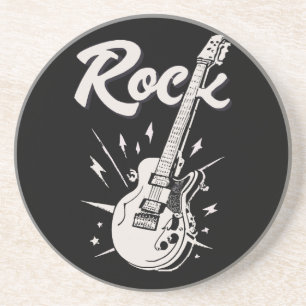 Elektrische Gitarre mit Rockwort Getränkeuntersetzer
