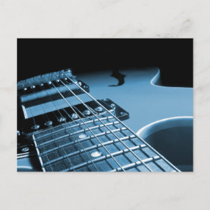 Elektrische Gitarre Nah hoch - blau Postkarte