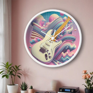 Elektrische Gitarre Pastel Pink Y2K Vaporwave Uhr