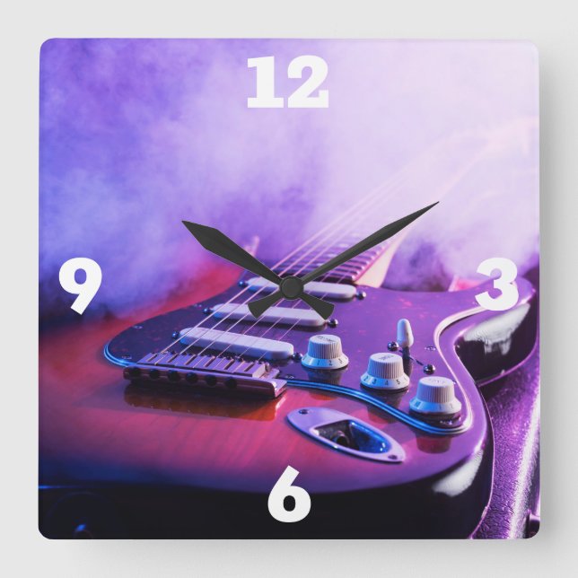 Elektrische Gitarre Quadratische Wanduhr (Vorderseite)
