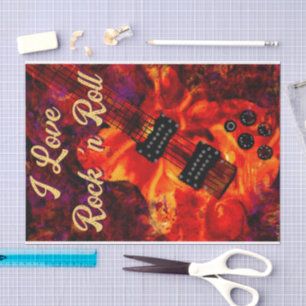 Elektrische Gitarre Red Black Rock'n'Roll Decoupag Seidenpapier