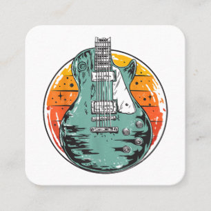 Elektrische Gitarre Retro Vintage Musikband Gu Quadratische Visitenkarte