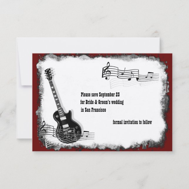 Elektrische Gitarre Schwarze Rote Musik Save the D Date (Vorderseite)