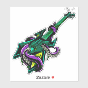 Elektrische Gitarre trashed durch lila Krakenmusik Aufkleber