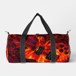 Elektrische Gitarre über "Fire Red Black Music Art Duffle Bag
