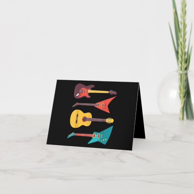 Elektrische Gitarre und akustische Gitarrenmusikge Dankeskarte (Vorderseite)