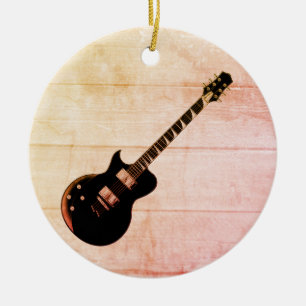 Elektrische Gitarre und Holz Pop Kunst Keramik Ornament
