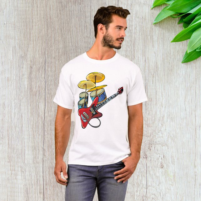 Elektrische Gitarre und Trommeln T-Shirt (Von Creator hochgeladen)