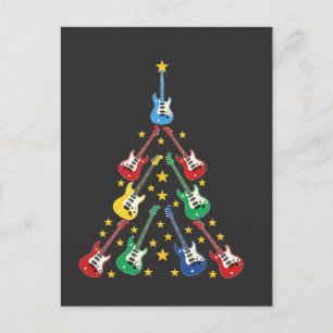 Elektrische Gitarre Weihnachtsbaummusik Liebhaber Einladungspostkarte