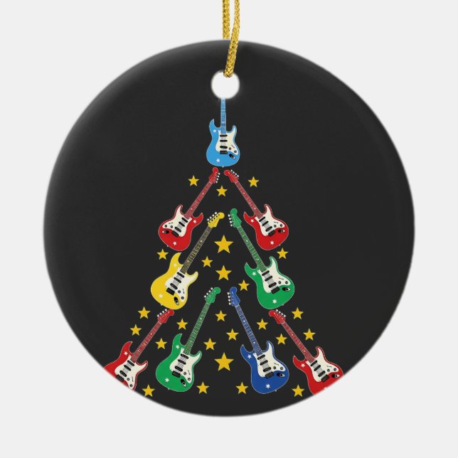 Elektrische Gitarre Weihnachtsbaummusik Liebhaber Keramik Ornament (Vorne)