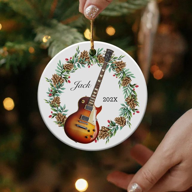 Elektrische Gitarre Weihnachtskraut Pine Cones Mus Keramik Ornament (Von Creator hochgeladen)