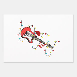 Elektrische Gitarre Weihnachtsmann Musik Weihnacht Geschenkpapier Set