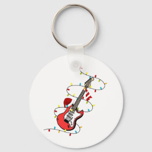 Elektrische Gitarre Weihnachtsmann Musik Weihnacht Schlüsselanhänger