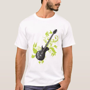 Elektrische Gitarre, Wirbel und Abstrakte Blätter T-Shirt