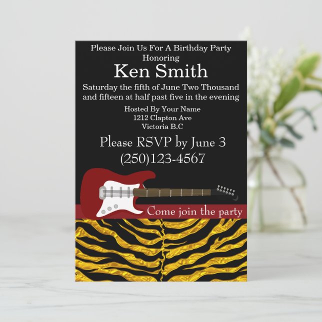 Elektrische Gitarre zum Geburtstag Einladung #4 (Stehend Vorderseite)