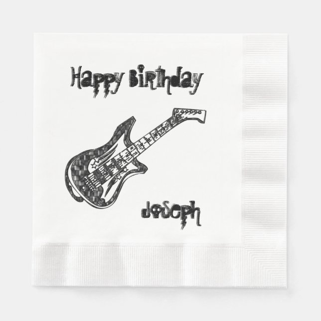 Elektrische Gitarre zum Geburtstag Serviette (Vorderseite)
