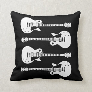 Elektrische Gitarren Grafik in Weiß Kissen