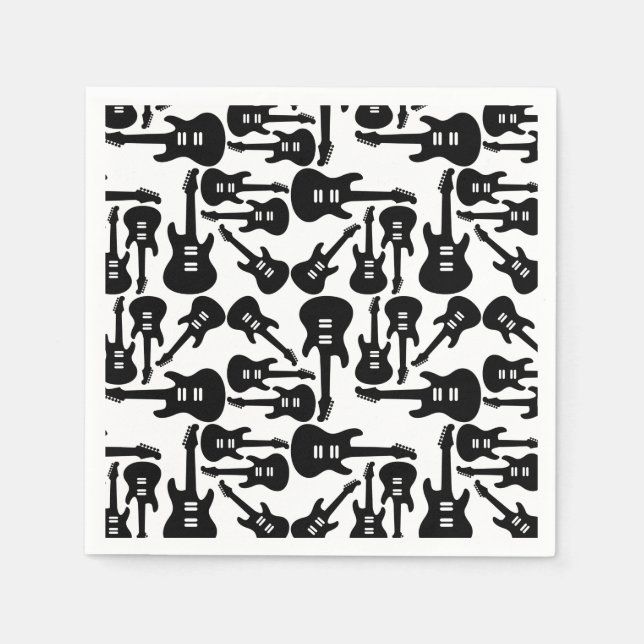 Elektrische Gitarren-Muster Musik als CUSTOM-FARBE Serviette (Vorderseite)