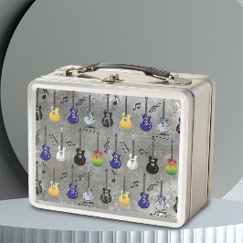 Elektrische Gitarren und Musiknoten Metall Brotdose