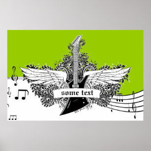 Elektrische Gitarrenflügel Schwarz Weiß Limette Dr Poster