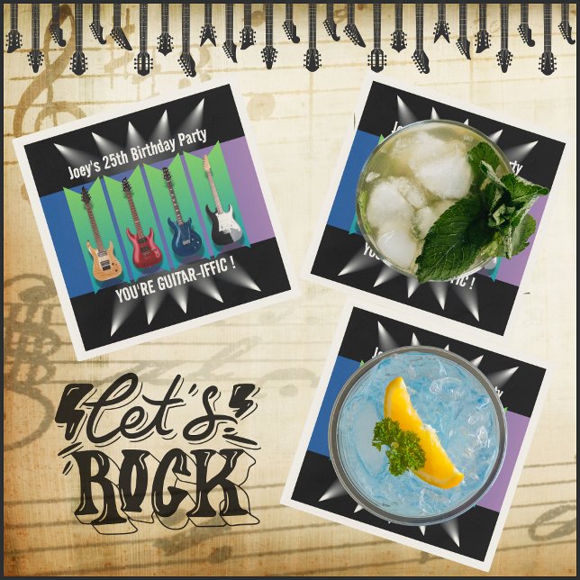 Elektrische Gitarrenkollektion Spotlight Party Nap Serviette (Electric Guitar Party Collection Napkins)