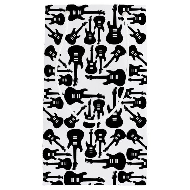Elektrische Gitarrenmuster-Musik als CUSTOM-FARBE Kleine Geschenktüte (Vorderseite)