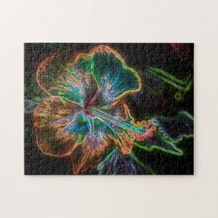 Elektrische Hibisken Blume Art #2  Puzzle
