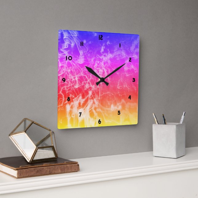 Elektrische Lichtlinien Gradient abstrakt modern. Quadratische Wanduhr (Büro)